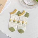 SUMMER GLASS SILK CARTOON FLOWER BOAT SOCKS_CWMS0531