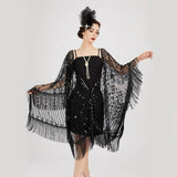 ELEGANT SHEER SEQUIN FRINGE WRAP FORMAL DRESS_CWMM8955