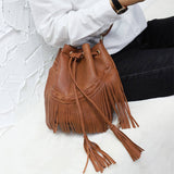 Women Leather Tassel Bucket Bag_Cwab0791