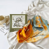 MINT MAMBO LOTUS PRINT SATIN SCARF GIFT FOR WOMEN_CWASC0813