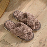 FURRY CROSS STRAP COTTON SLIPPERS_CWSHS0823