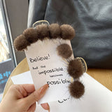 TEMPERAMENT REAL MINK FUR PLUSH BALL HAIRPIN_CWAHA3324