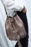 Cwab1570_Leisure Drawstring Tassel Bucket Shoulder Bag
