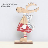 PAINTED REINDEER COUPLE WOODEN XMAS ORNAMENT_CWAJE05394