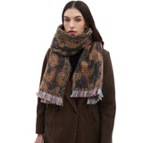 LEOPARD JACQUARD SCARF FRINGE WINTER WRAP_CWASC0872