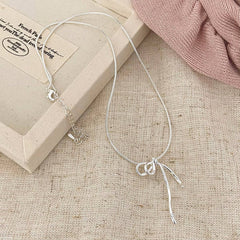 GIRLY LIGHT LUXURY RIBBON BOW NECKLACE FOR WOMEN_CWAJE3017