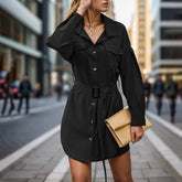 Vintage Slim Long-Sleeved Shirt Dress