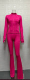 Tight Long-Sleeved Bell Bottoms Two-Piece Set