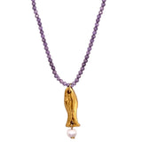 GOLD OCEAN CHARMS NECKLACE FISH SHELL BEADS_CWAJE4614