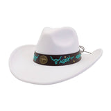 Western Ethnic Felt Cowboy Fedora Hat_Cwah04449