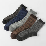 5 PAIRS OF ETHNIC STYLE SMALL DIAMOND WOOL SOCKS_CWMS0677