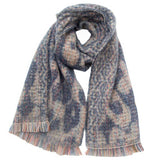 LEOPARD JACQUARD SCARF FRINGE WINTER WRAP_CWASC0872
