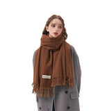 COLORBLOCK TASSEL SCARF THICK WRAP FOR STUDENTS_CWASC2281