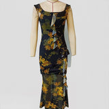 Tea Break French Printed Ruffled Halter Dress