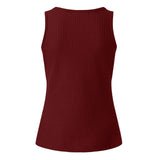 U Neck Solid Color Sleeveless Breasted Vest