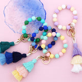 Womens Tassel Silicone Bead Keychain Bracelet_Cwab5029