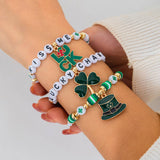 MULTI LEAF CLOVER LETTER SIMPLE BEADED BRACELET_CWAJE1475