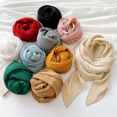 Cwasc2389_Wrinkled Solid Color Cotton And Linen Scarf