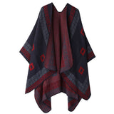 DOUBLE SIDED PLAID FAUX CASHMERE SHAWL CAPE_CWASC2137