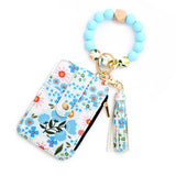 FLORAL PU WALLET WITH BEAD BRACELET CARD HOLDER_CWAB4955