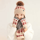 KNITTED GLOVES SCARF HAT WOOL THREE PIECE SET_CWMM2778
