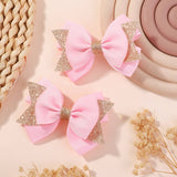 HANDMADE GLITTER BOW TAIL HAIR CLIP SET FOR GIRLS_CWAHA6717