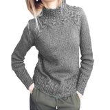 Solid Color Linen Pattern Half Turtleneck Sweater