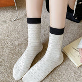 SIMPLE AND FRESH BLACK AND WHITE SOCKS FOR WOMEN_CWMS1409