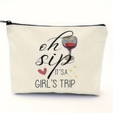 Women Linen Waterproof Zipper Cosmetic Bag_Cwab2246