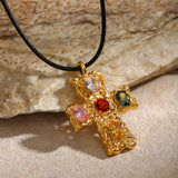 COLORFUL FASHION CROSS NECKLACE_CWAJE1443