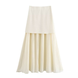 Womens Pleated Skirt With Patchwork, Chic Look_Cwdsd8352