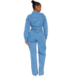 Stretch Organ Bag Wash Denim Romper