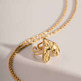 STAINLESS STEEL HAMMER PATTERN LOVE RING_CWAJE1237