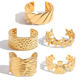 MODERN MINIMALIST 18K GOLD WAVE OPEN CUFF_CWAJE4634