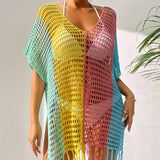 COLORFUL SEXY TASSEL HOLLOW BIKINI BEACH COVER UP_CWMW0669