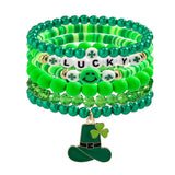 MULTI LEAF CLOVER LETTER SIMPLE BEADED BRACELET_CWAJE1475