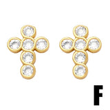 COLORED ZIRCON CROSS EARRINGS_CWAJE0987