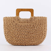 Wooden Hand Casual Simple Paper Ropeven Bag_Cwab4709