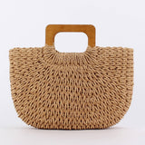 Wooden Hand Casual Simple Paper Ropeven Bag_Cwab4709