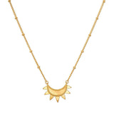 SUN AND MOON DOUBLE LAYERED EVIL EYE NECKLACE_CWMM5694