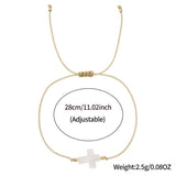 IRON GALLSTONE SHELL CROSS HAND BEADED BRACELET_CWMM3863