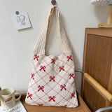 FASHIONABLE AND SIMPLE BOW DIAMOND TOTE BAG_CWAB3067