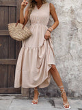 Solid Color Elegant High Waist Slim Flare Dress