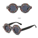 FASHIONABLE ROUND DIAMOND STUDDED SMALL SUNGLASSES_CWASG0856