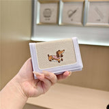 Cute Embroidered Dachshund Tricolor Trifold Wallet_Cwab06209