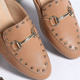 Versatile Mid-Heel Round Head Rivets Mules