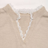 Valentines Day V-Neck Lace Knitted Sweater