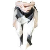 RAINBOW PLAID SCARF TRIANGLE WINTER SHAWL_CWASC0116