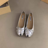 SILVER TWEED FLATS FOR WOMEN ELEGANT SPRING SHOES_CWSHF0115
