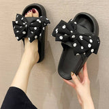 STYLISH THICK SOLED CUTE POLKA DOT BOW SLIPPERS_CWSHS0639